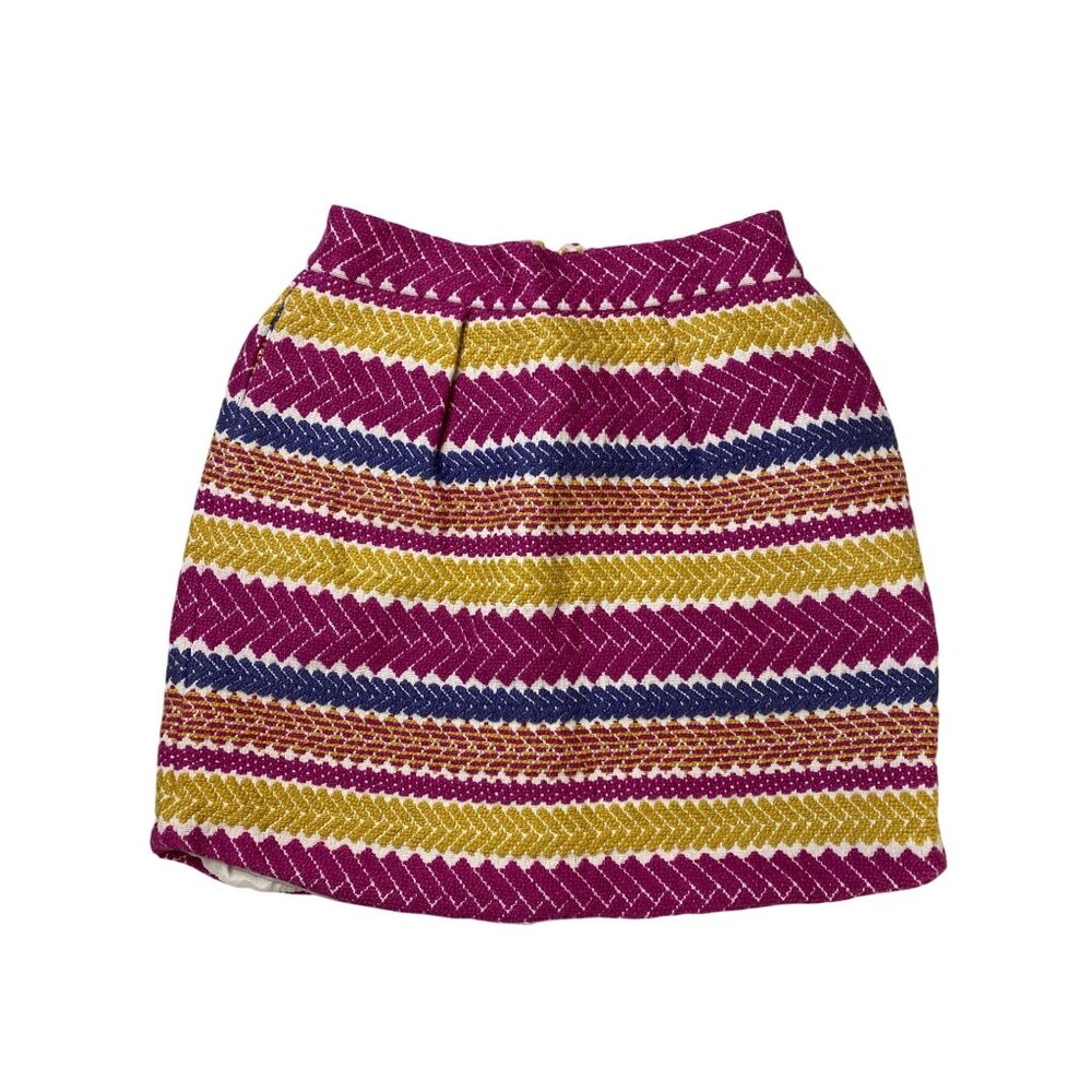 Anthropologie Nomad Morgan Carper Skirt Women size Small Pink Yellow Textured